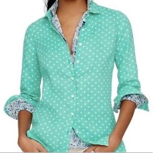 J. Crew Linen Polka Dot Perfect Shirt Size L
